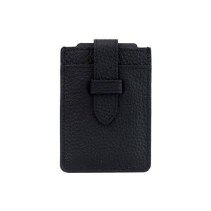 CARD HOLDER WITH PULL OUT GENUINE LEATHER BLACK
