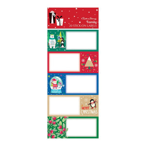 XMAS STICK ON LABELS FAMILY PACK OF 20