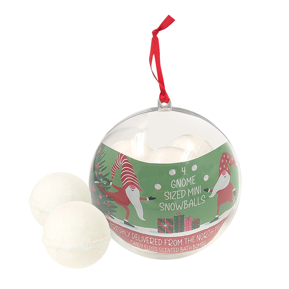 XMAS BATH BOMBS IN BAUBLE 4 MINI SNOWBALLS