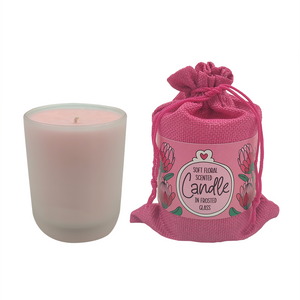 CANDLE IN FROSTED GLASS POT POURRI - PINK PROTEA