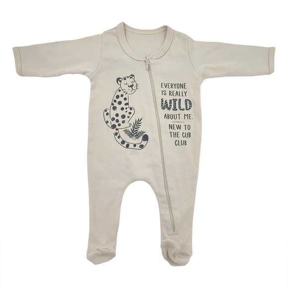 BABY GROW LONG SLEEVE WITH ZIPPER STONE CHEETAH 0-3 MONTHS