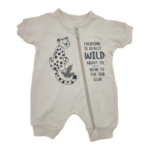 BABY GROW SHORT SLEEVE WITH ZIPPER STONE CHEETAH