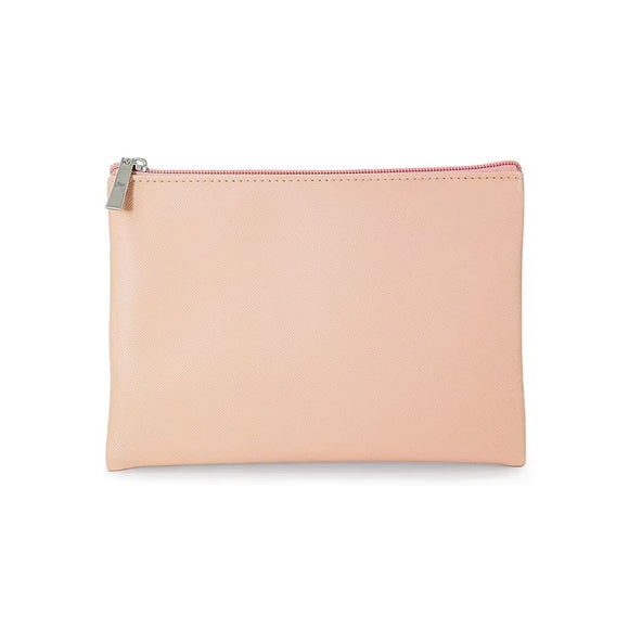 POUCH WITH ZIP PLAIN PINK