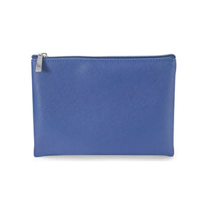 POUCH WITH ZIP PLAIN BLUE