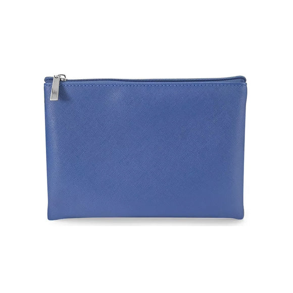 POUCH WITH ZIP PLAIN BLUE