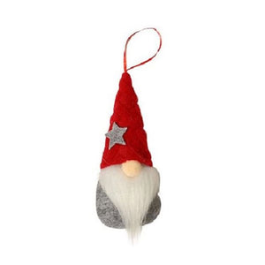 XMAS DECOR HANGING GNOME MRS CLAUSE WITH GREY HAT