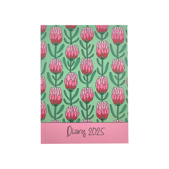 DIARY A5 A PAGE A DAY PINK PROTEA