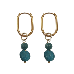 EARRING HOOP WITH BEAD CHARMS JADE GREEN