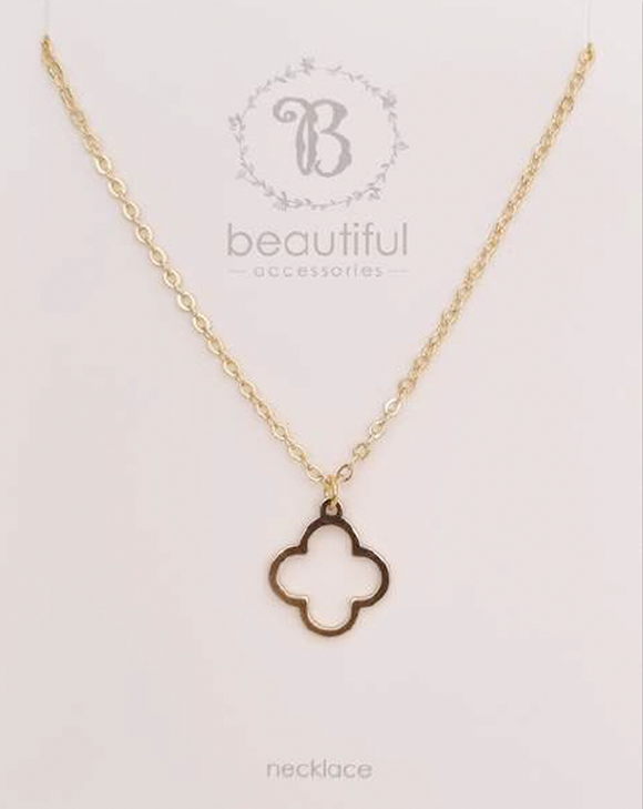 NECKLACE STAINLESS STEEL GOLD FLEUR PENDANT ON CHAIN