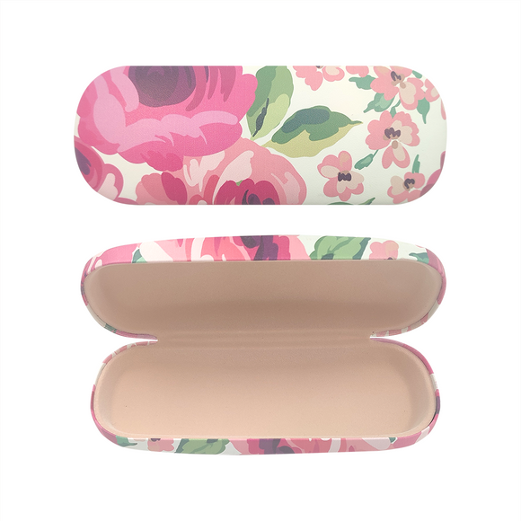 GLASSES CASE HARD CERISE PINK AND WHITE FLORAL