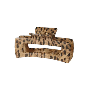 HAIR GRIP LARGE RECTANGULAR LEOPARD PRINT