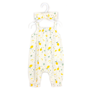 JUMPSUIT SLEEVELESS WITH HEADBAND LEMONS ON WHITE