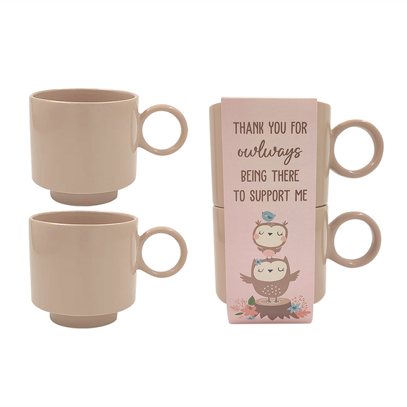 MUG SET OF 2 NUDE 400ML OWL SUPPORT