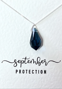 NECKLACE SILVER BIRTHSTONE SEPTEMBER SAPPHIRE