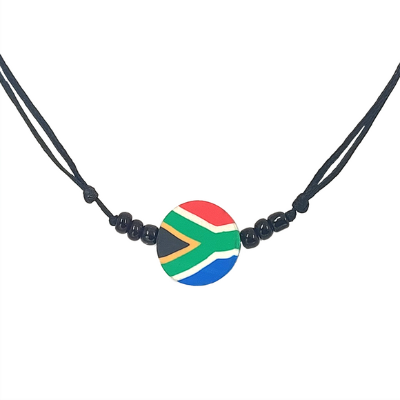 NECKLACE BLACK SA ROUND CHARM WITH WOOD BEADS