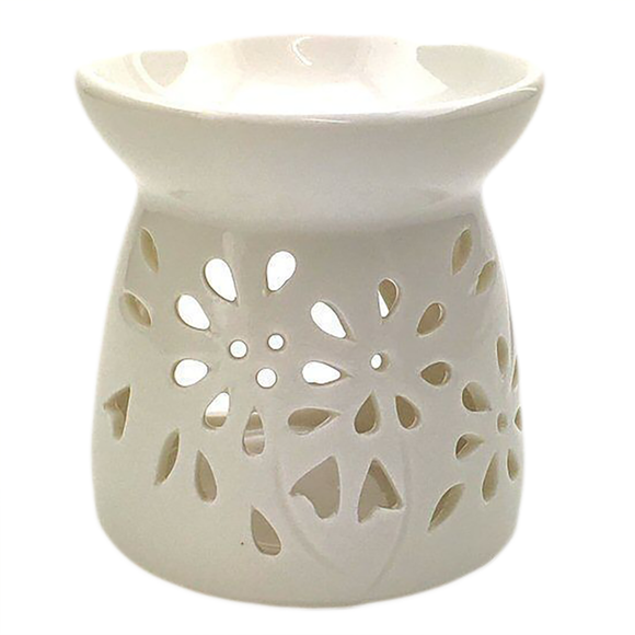 OIL BURNER WHITE FLOWER CUT OUT LARGE