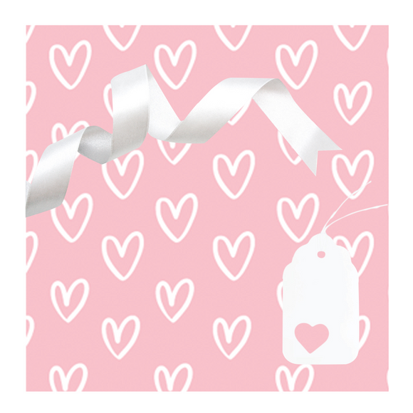 GIFT WRAP & TAG BALLET PINK HEARTS