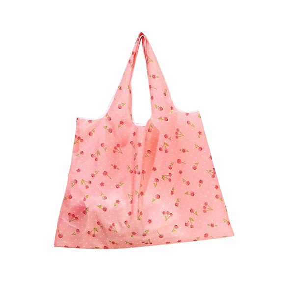 REUSABLE SHOPPING BAG PEACH CHERRIES AND FLOWERS