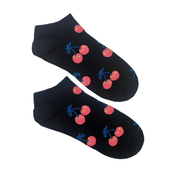 SOCKS ANKLE CHERRIES ON BLACK