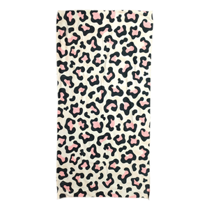 BEACH TOWEL LEOPARD PRINT BEIGE AND BLACK