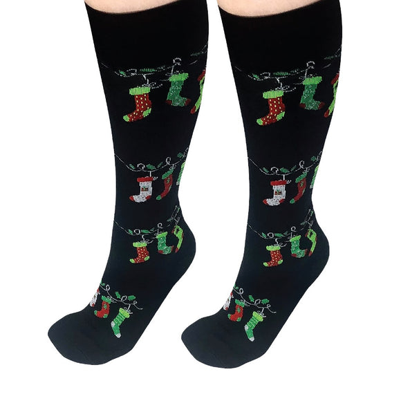 XMAS SOCKS XTRA LONG GIFTS ON BLACK