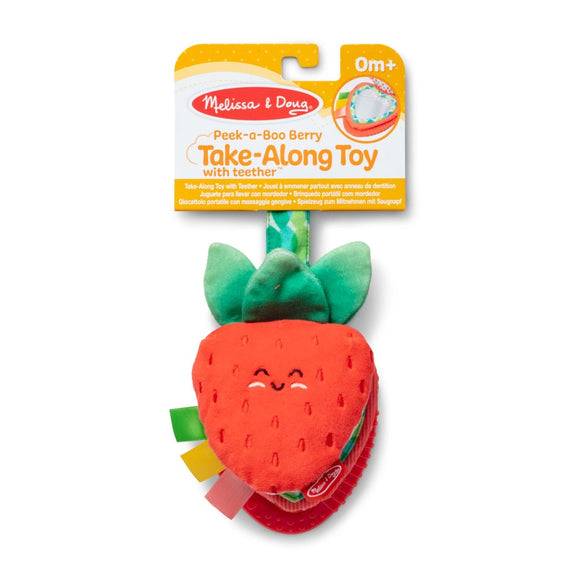 TAKE ALONG TOY WITH TEETHER STRAWBERRY