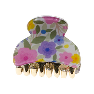 HAIR GRIP SML PASTEL FLORAL AND GOLD 4CM