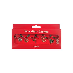 XMAS GLASS WINE CHARMS 6 PACK