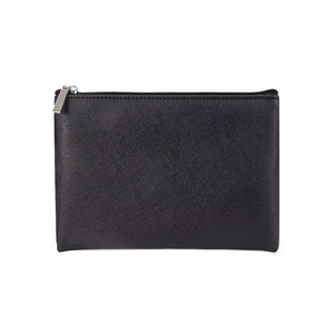 POUCH WITH ZIP PLAIN BLACK