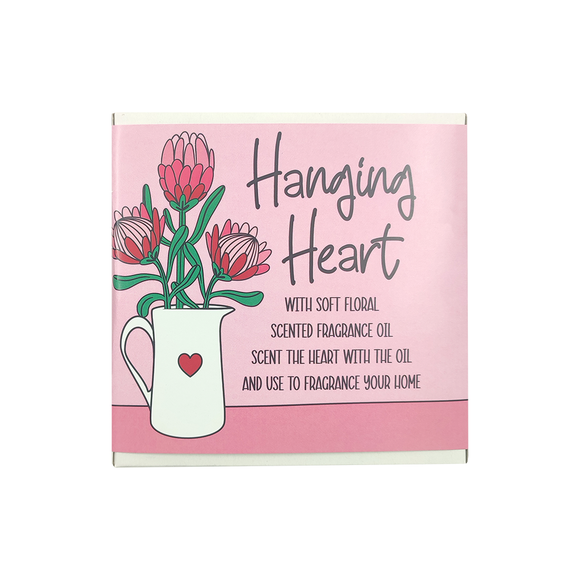 GIFT BOX WITH HEART AND SCENTED OIL SOFT FLORALS  - PINK PROTEA