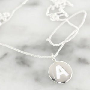NECKLACE SILVER INITIAL CHARM A