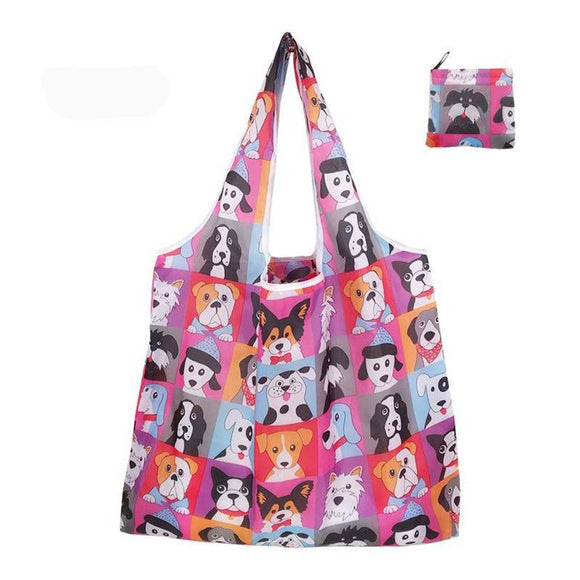 REUSABLE SHOPPING BAGS PINK DOGS