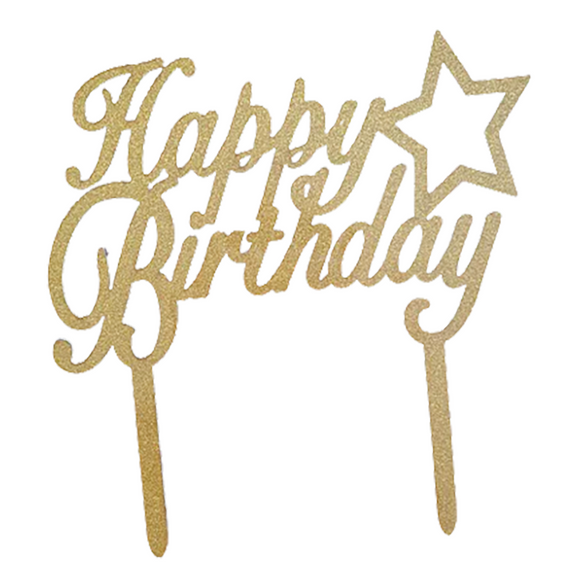 CAKE TOPPER HAPPY BIRTHDAY GOLD 15CM – NIKKI'S The Gift Shop