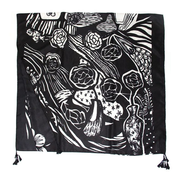 SARONG BLACK ABSTRACT FLORAL